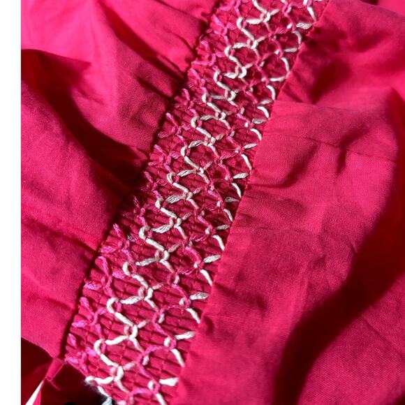 NWT Zara Smocked Dress Women's Size S Hot Pink Stitching Tassels Mini Summer - Picture 6 of 15